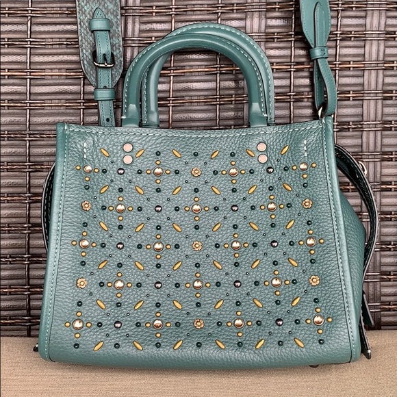 *SOLD* NWOT Coach Studded Rogue in Dark Turquoise - Picture 3 of 16